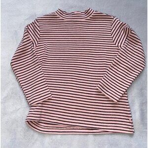 Zara pink black striped mock turtleneck shirt 2-3 EUC fall winter spring